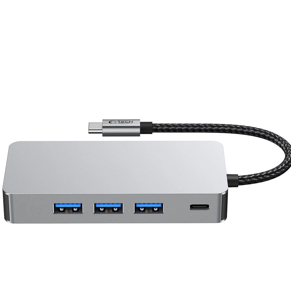 Tech-Protect HB05 HUB 9in1 USB-C + USB2.0 + USB3.0 + HDMI 4K 60HZ + SD / TF + PD100W + RJ45 adapter - gray_3