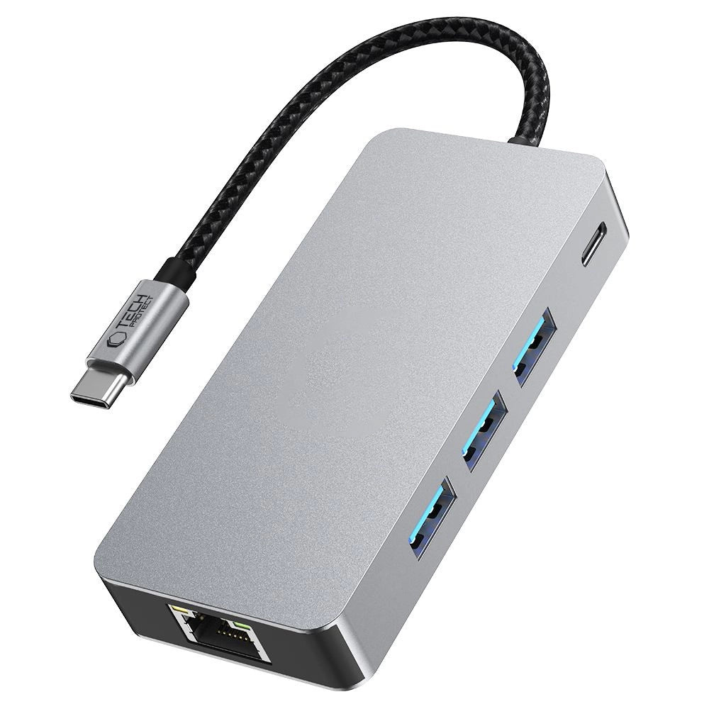Tech-Protect HB05 HUB 9in1 USB-C + USB2.0 + USB3.0 + HDMI 4K 60HZ + SD / TF + PD100W + RJ45 adapter - gray_4