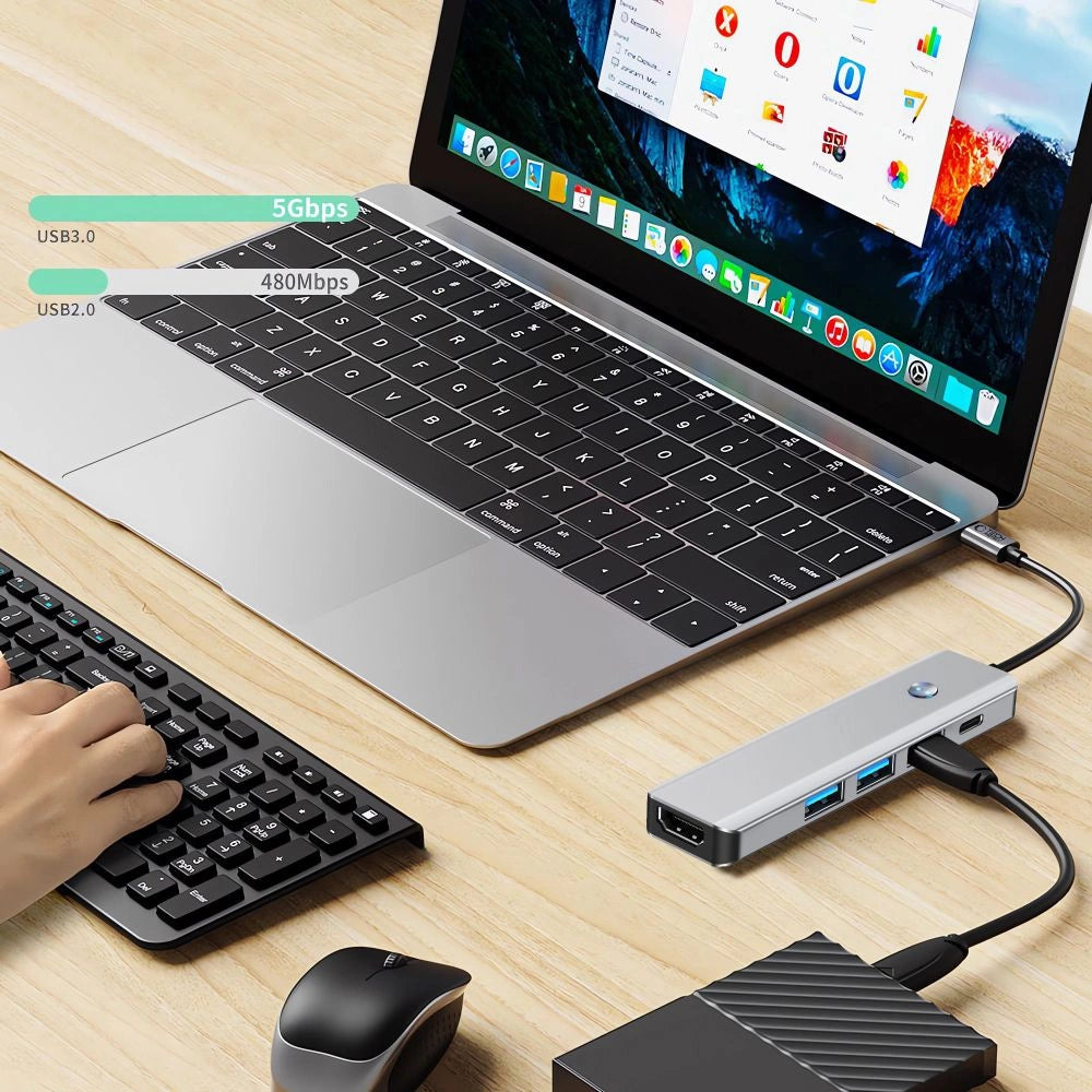 Tech-Protect HB01 HUB Adapter 5in1 USB-C + USB3.0 + HDMI 4K 60Hz + PD100W - gray_7