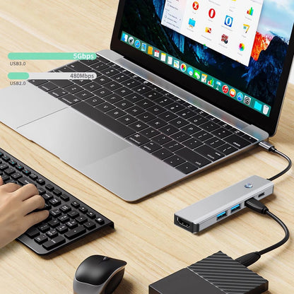 Tech-Protect HB01 HUB Adapter 5in1 USB-C + USB3.0 + HDMI 4K 60Hz + PD100W - gray_7