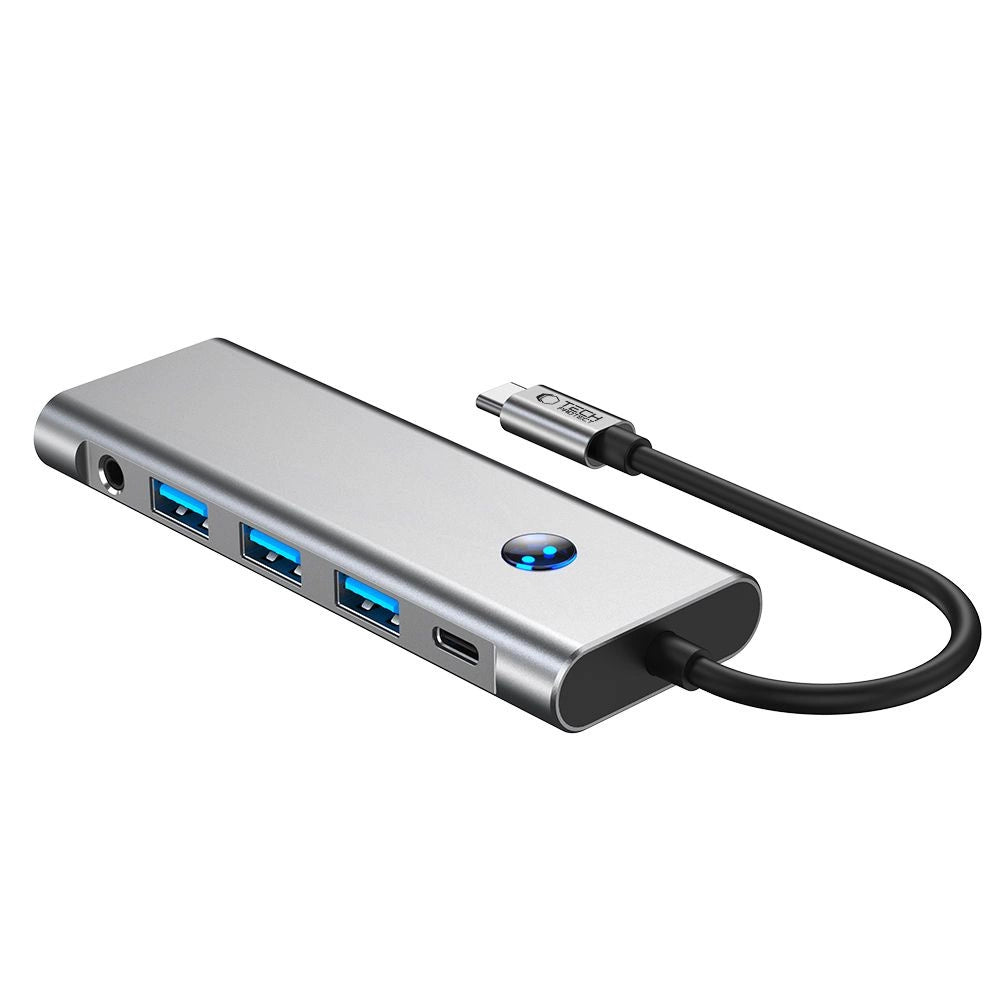 Tech-Protect HB04 HUB Adapter 9in1 USB-C + USB2.0 + USB3.0 + HDMI 4K 60Hz + SD / TF + PD100W + AV3.5 - gray_2
