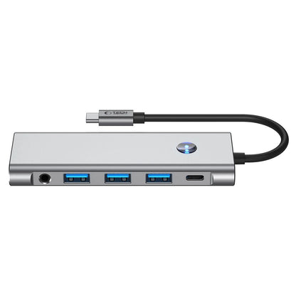Tech-Protect HB04 HUB Adapter 9in1 USB-C + USB2.0 + USB3.0 + HDMI 4K 60Hz + SD / TF + PD100W + AV3.5 - gray_3