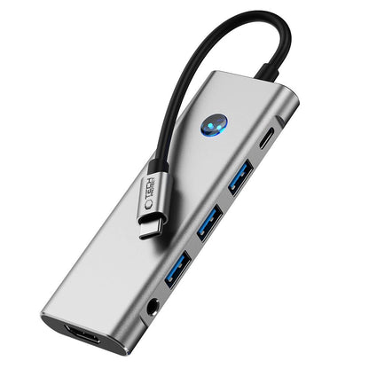 Tech-Protect HB04 HUB Adapter 9in1 USB-C + USB2.0 + USB3.0 + HDMI 4K 60Hz + SD / TF + PD100W + AV3.5 - gray_4