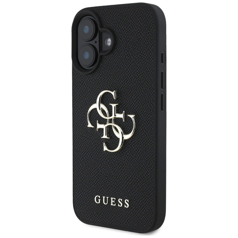 Guess Grained Big 4G Logo Small Classic Logo case for iPhone 16 - black_1
