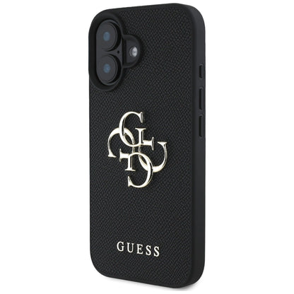 Guess Grained Big 4G Logo Small Classic Logo case for iPhone 16 - black_1