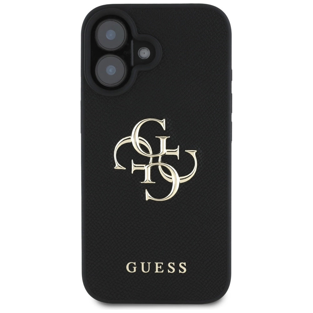 Guess Grained Big 4G Logo Small Classic Logo case for iPhone 16 - black_2