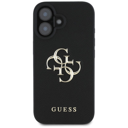 Guess Grained Big 4G Logo Small Classic Logo case for iPhone 16 - black_2