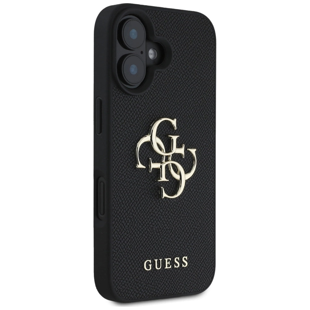 Guess Grained Big 4G Logo Small Classic Logo case for iPhone 16 - black_3