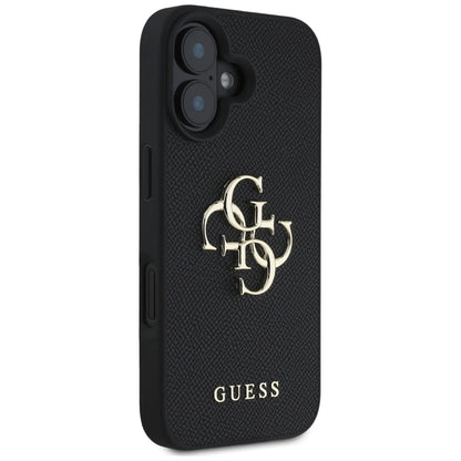 Guess Grained Big 4G Logo Small Classic Logo case for iPhone 16 - black_3