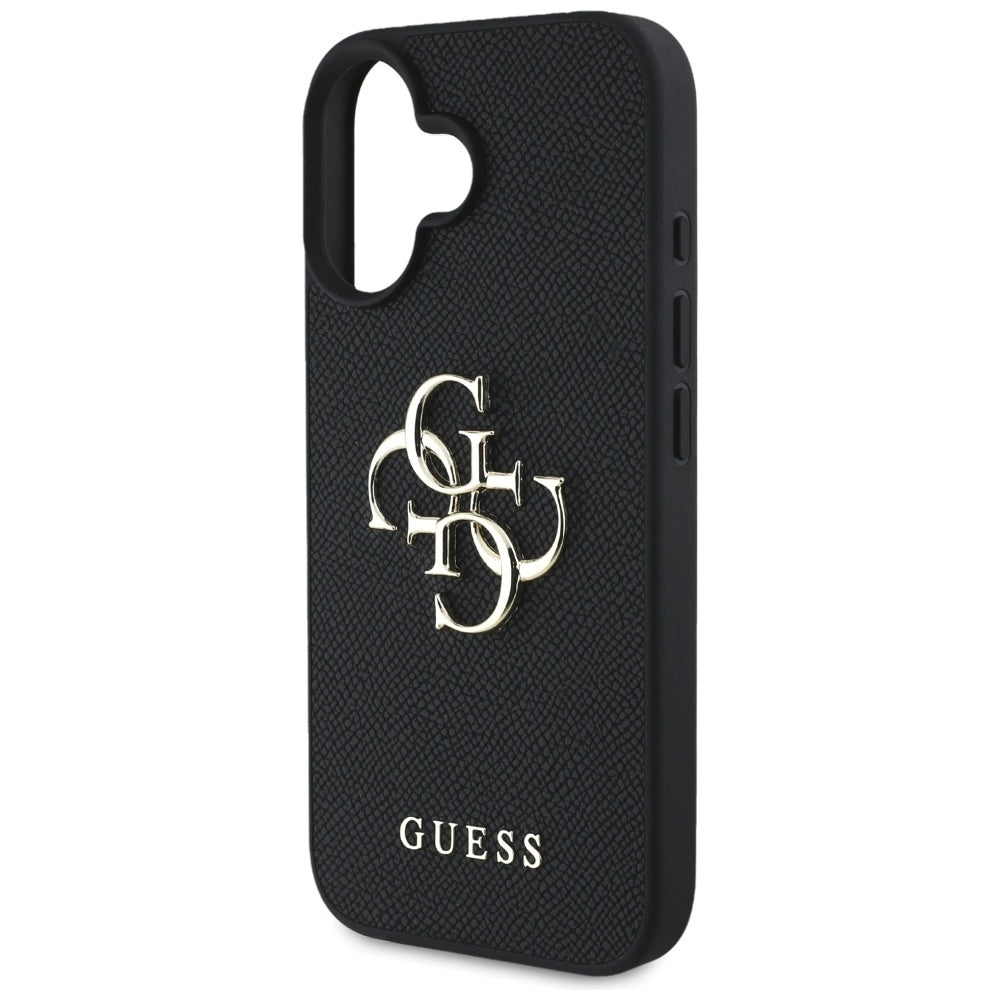 Guess Grained Big 4G Logo Small Classic Logo case for iPhone 16 - black_5