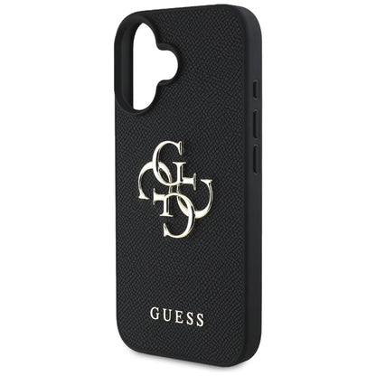 Guess Grained Big 4G Logo Small Classic Logo case for iPhone 16 - black_5