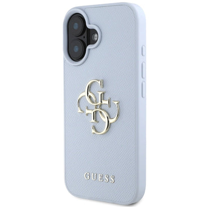 Guess Grained Big 4G Logo Small Classic Logo case for iPhone 16 - blue_1