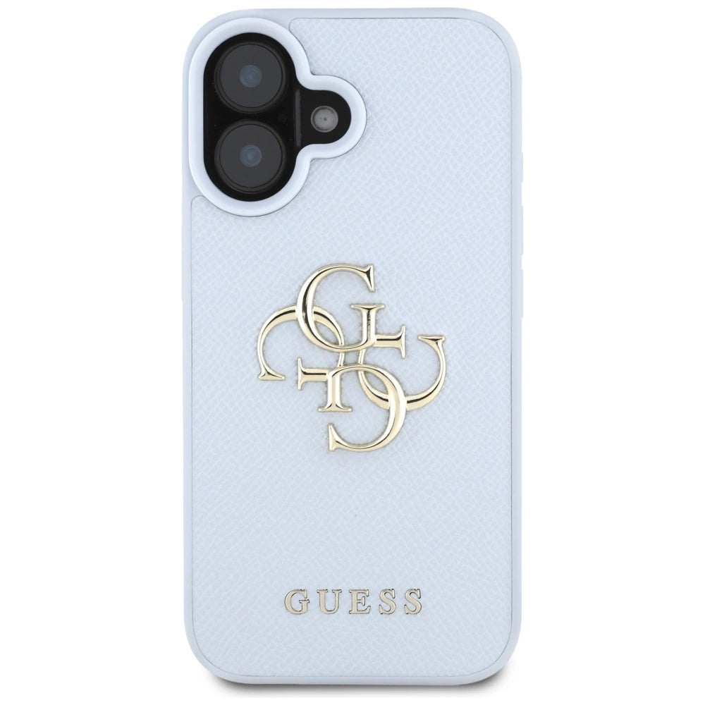 Guess Grained Big 4G Logo Small Classic Logo case for iPhone 16 - blue_2