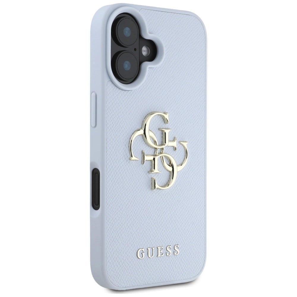 Guess Grained Big 4G Logo Small Classic Logo case for iPhone 16 - blue_3