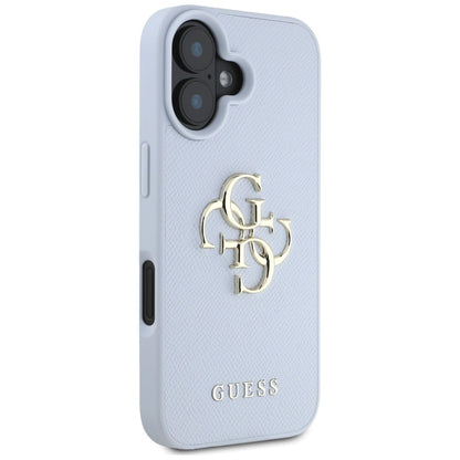 Guess Grained Big 4G Logo Small Classic Logo case for iPhone 16 - blue_3