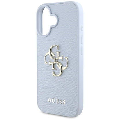 Guess Grained Big 4G Logo Small Classic Logo case for iPhone 16 - blue_5