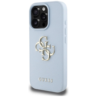 Guess Grained Big 4G Logo Small Classic Logo case for iPhone 16 Pro Max - blue_1