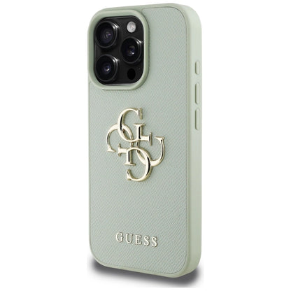 Guess Grained Big 4G Logo Small Classic Logo case for iPhone 16 Pro Max - green_1