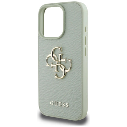 Guess Grained Big 4G Logo Small Classic Logo case for iPhone 16 Pro Max - green_5