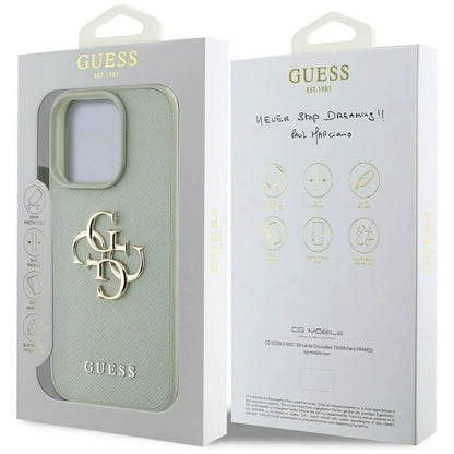 Guess Grained Big 4G Logo Small Classic Logo case for iPhone 16 Pro Max - green_7