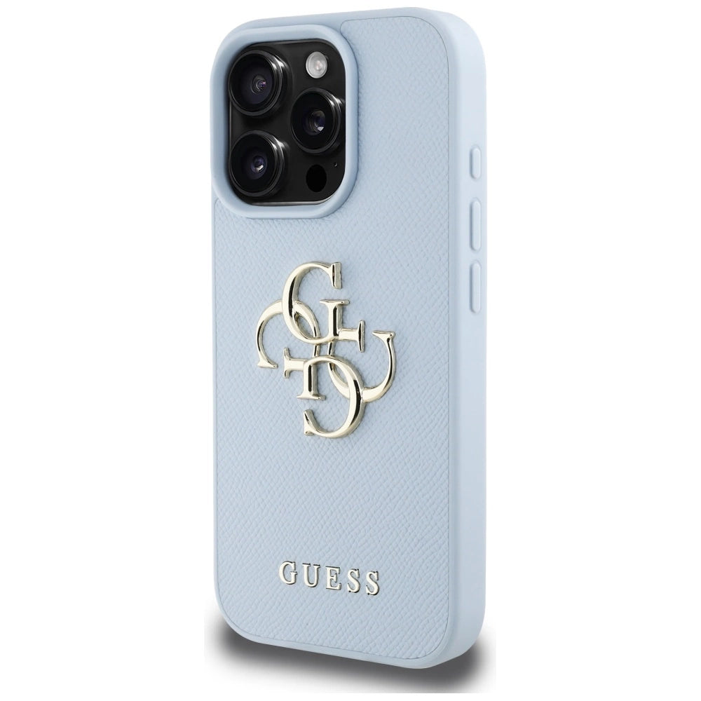 Guess Grained Big 4G Logo Small Classic Logo case for iPhone 16 Pro - blue_1