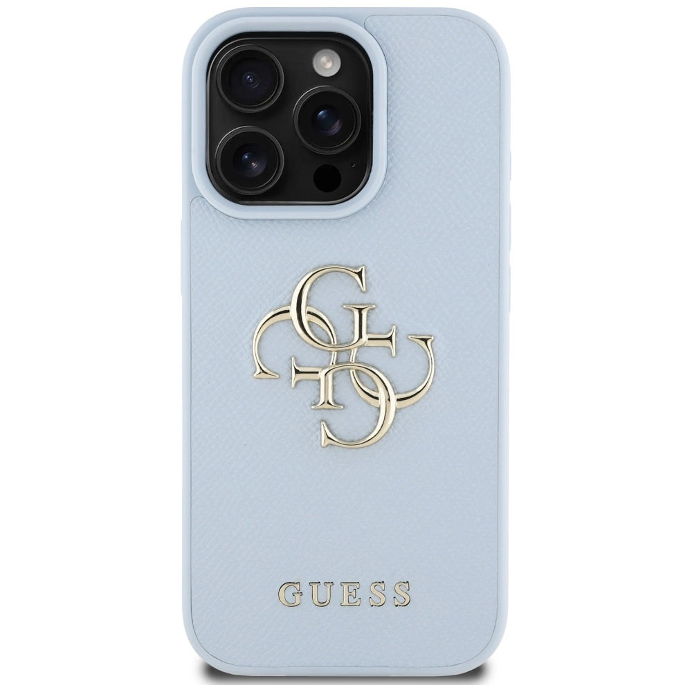 Guess Grained Big 4G Logo Small Classic Logo case for iPhone 16 Pro - blue_2