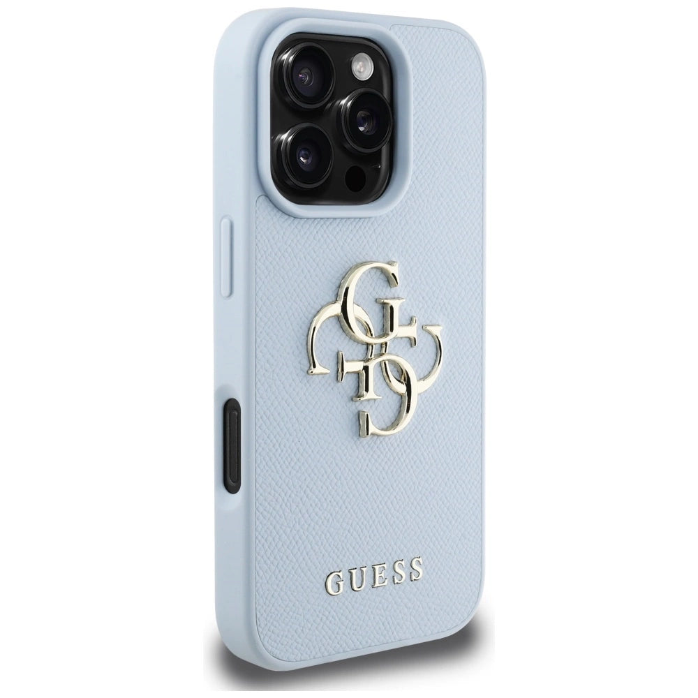Guess Grained Big 4G Logo Small Classic Logo case for iPhone 16 Pro - blue_3
