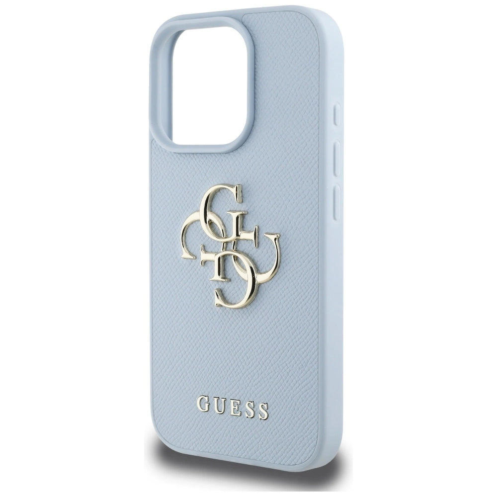Guess Grained Big 4G Logo Small Classic Logo case for iPhone 16 Pro - blue_5
