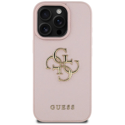 Guess Grained Big 4G Logo Small Classic Logo iPhone 16 Pro Case - Pink_2