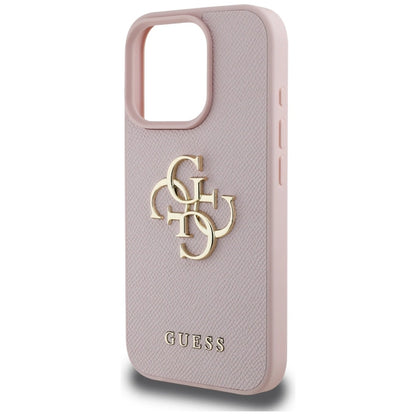 Guess Grained Big 4G Logo Small Classic Logo iPhone 16 Pro Case - Pink_5