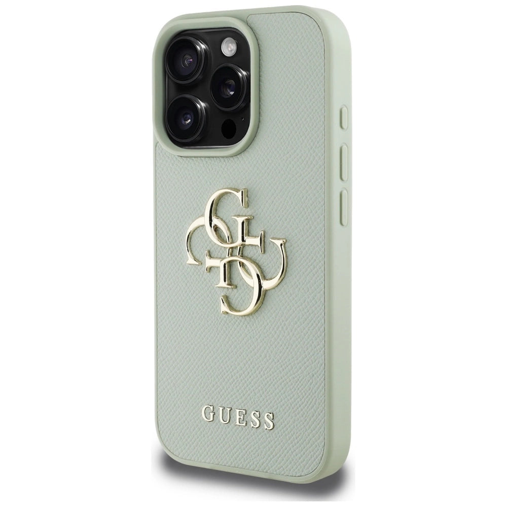 Guess Grained Big 4G Logo Small Classic Logo case for iPhone 16 Pro - green_1