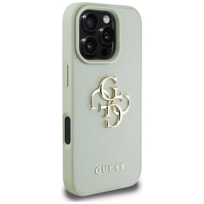 Guess Grained Big 4G Logo Small Classic Logo case for iPhone 16 Pro - green_3