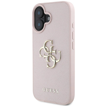 Guess Grained Big 4G Logo Small Classic Logo case for iPhone 16 - pink_1