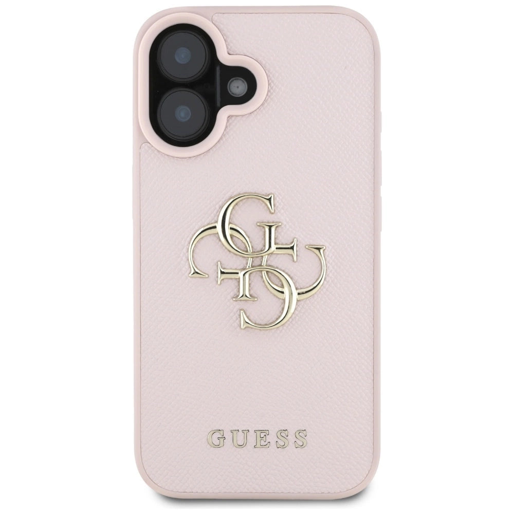 Guess Grained Big 4G Logo Small Classic Logo case for iPhone 16 - pink_2
