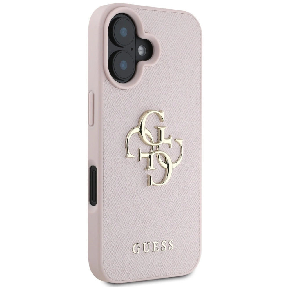 Guess Grained Big 4G Logo Small Classic Logo case for iPhone 16 - pink_3