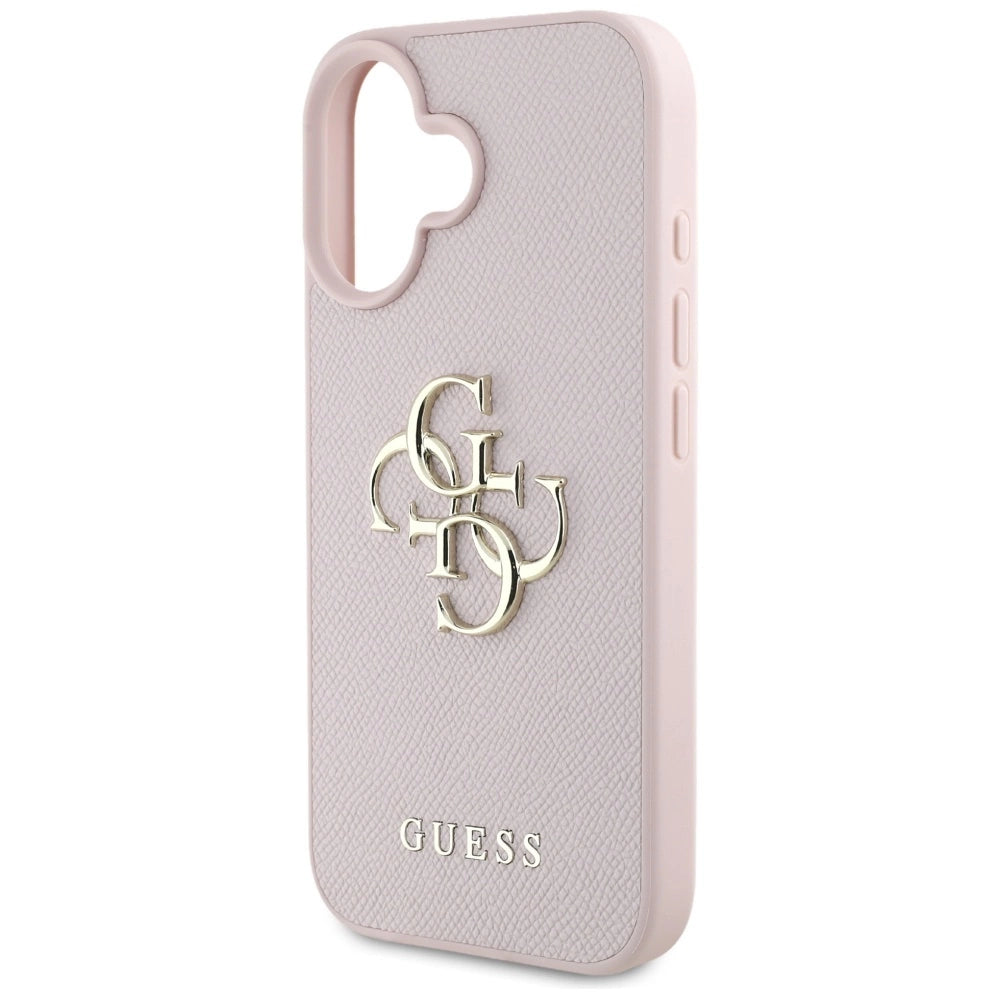 Guess Grained Big 4G Logo Small Classic Logo case for iPhone 16 - pink_5