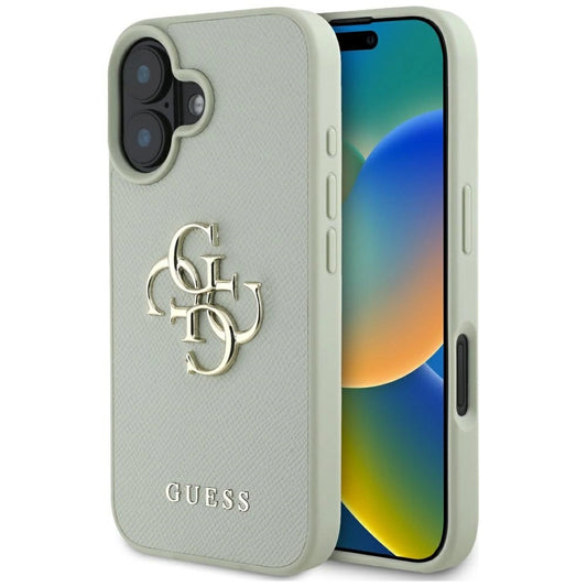 Guess Grained Big 4G Logo Small Classic Logo case for iPhone 16 - green_0