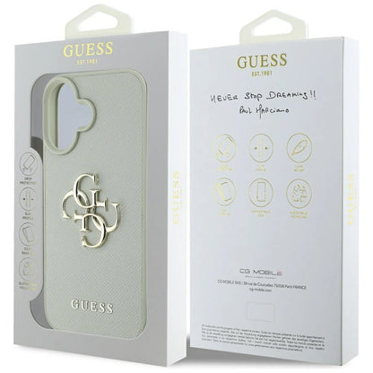 Guess Grained Big 4G Logo Small Classic Logo case for iPhone 16 - green_7