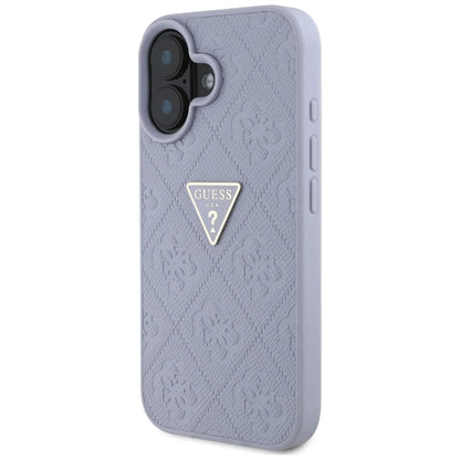 Guess Hot Stamp 4G Pattern Triangle Metal Logo iPhone 16 Case - Purple_1