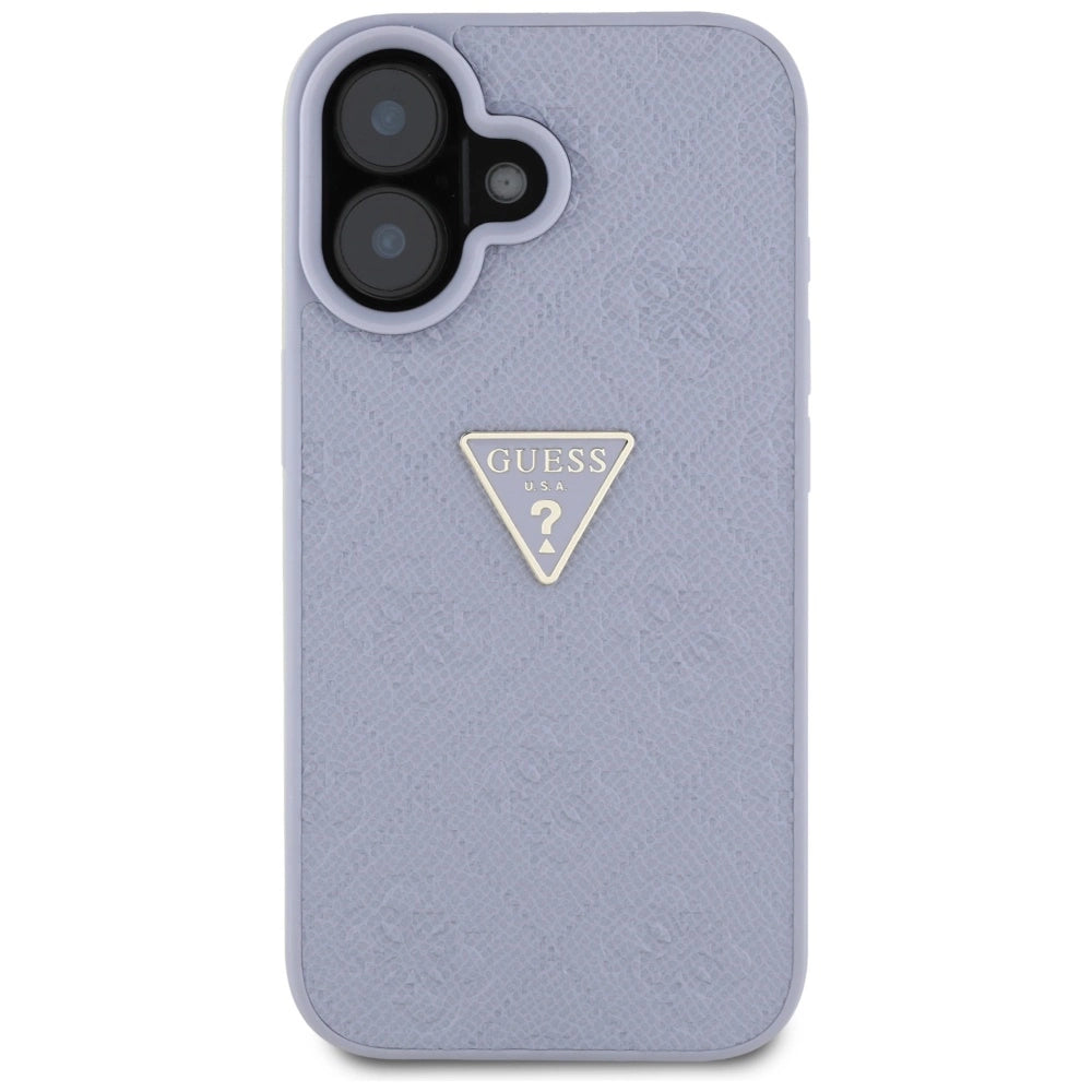 Guess Hot Stamp 4G Pattern Triangle Metal Logo iPhone 16 Case - Purple_2