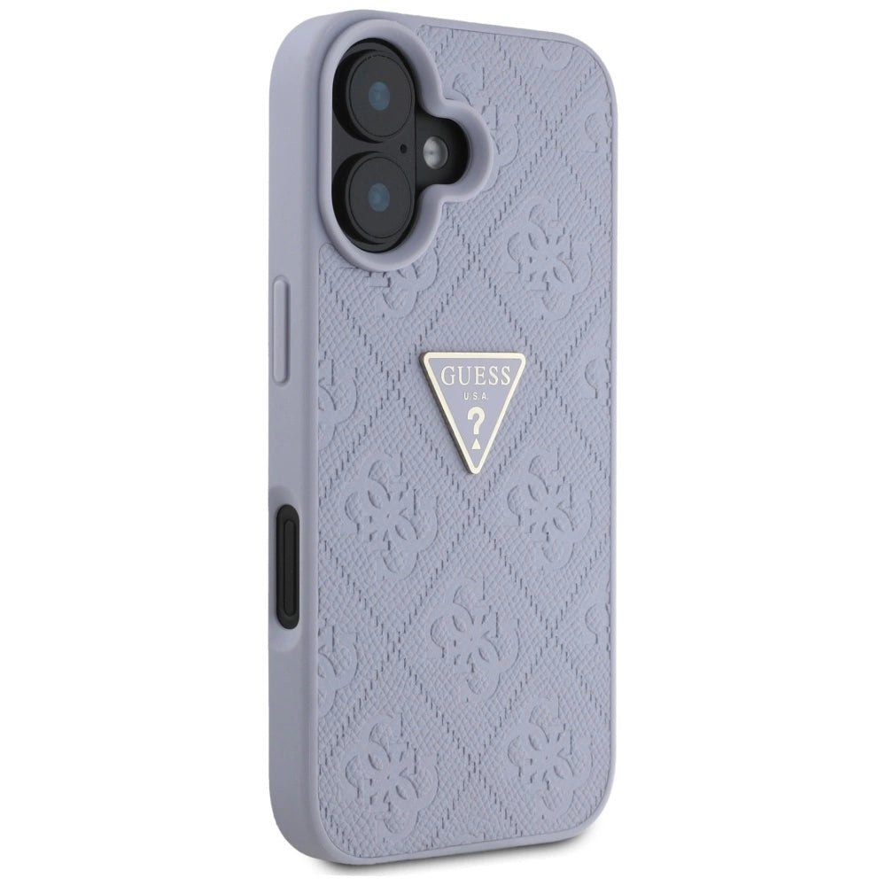 Guess Hot Stamp 4G Pattern Triangle Metal Logo iPhone 16 Case - Purple_3