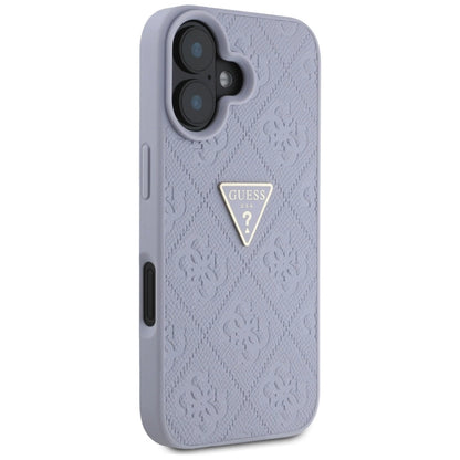Guess Hot Stamp 4G Pattern Triangle Metal Logo iPhone 16 Case - Purple_3