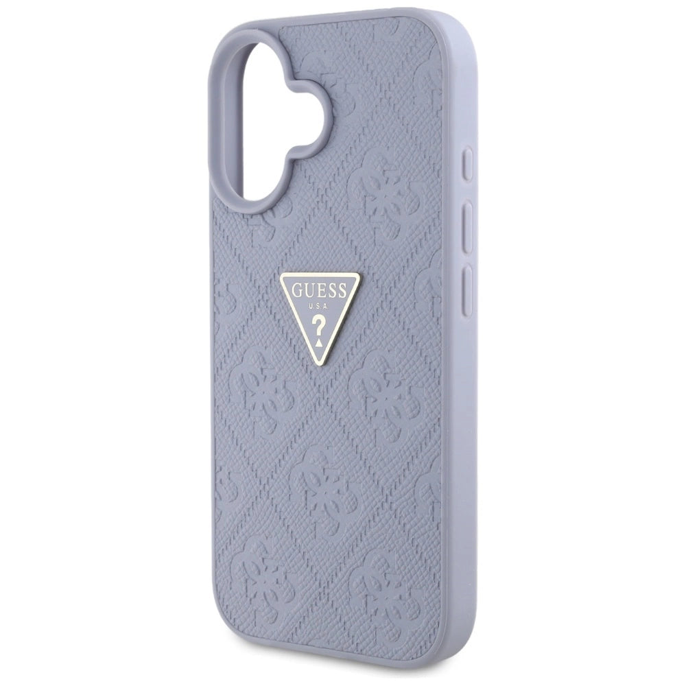 Guess Hot Stamp 4G Pattern Triangle Metal Logo iPhone 16 Case - Purple_5