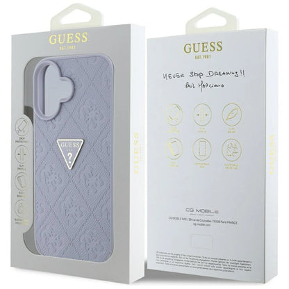 Guess Hot Stamp 4G Pattern Triangle Metal Logo iPhone 16 Case - Purple_7