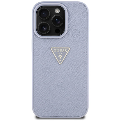 Guess Hot Stamp 4G Pattern Triangle Metal Logo iPhone 16 Pro Max Case - Purple_2