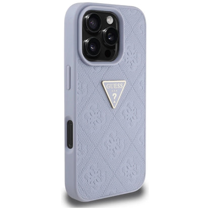 Guess Hot Stamp 4G Pattern Triangle Metal Logo iPhone 16 Pro Max Case - Purple_3