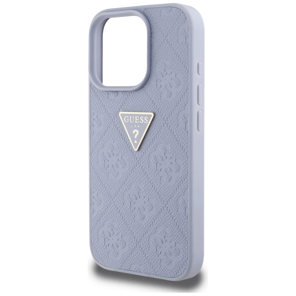 Guess Hot Stamp 4G Pattern Triangle Metal Logo iPhone 16 Pro Max Case - Purple_5