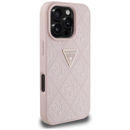 Guess Hot Stamp 4G Pattern Triangle Metal Logo iPhone 16 Pro Max Case - Pink_3