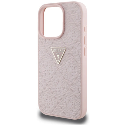 Guess Hot Stamp 4G Pattern Triangle Metal Logo iPhone 16 Pro Max Case - Pink_5