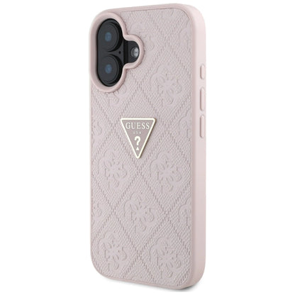 Guess Hot Stamp 4G Pattern Triangle Metal Logo iPhone 16 Case - Pink_1